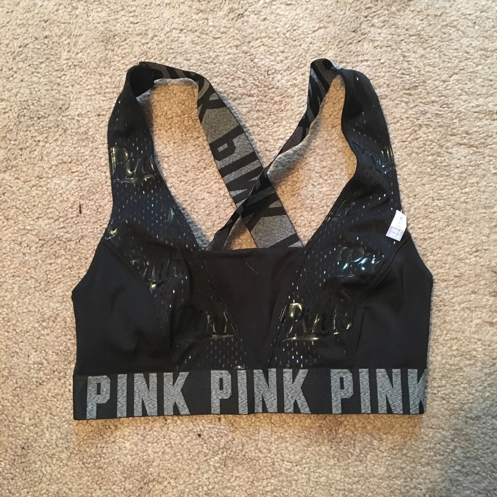 PINK Strappy Black Sports Bra